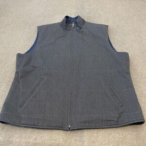 J Hilburn Vest Mens XL Blue Gray Wool Reversible Quilted Full Zip Casual Outdoor